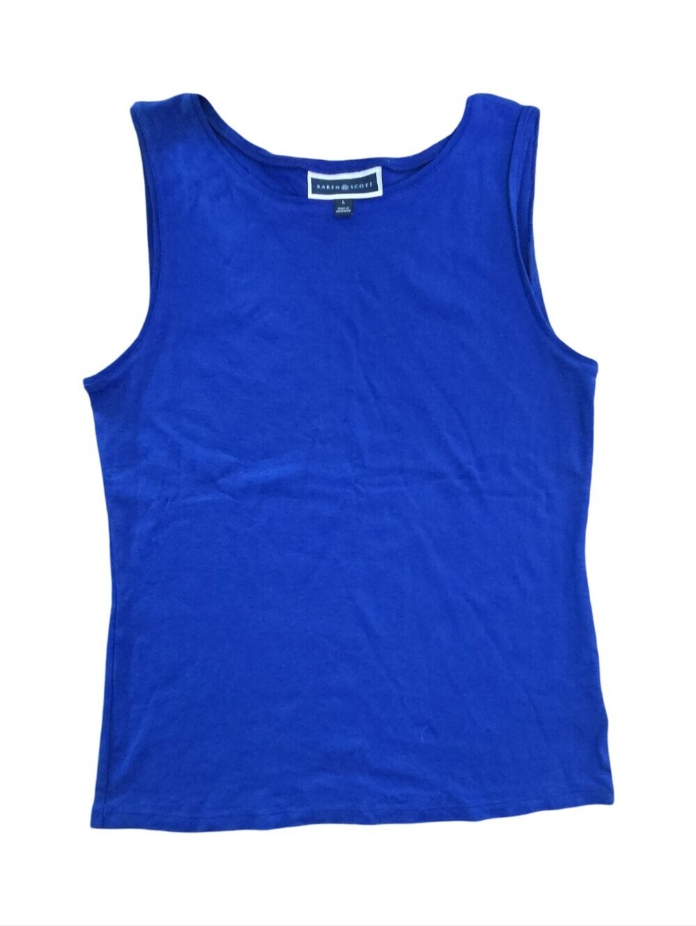 Karen Scott Royal Blue Scoop Neck Tank Layering Summer Lightweight Size L - Picture 2 of 7